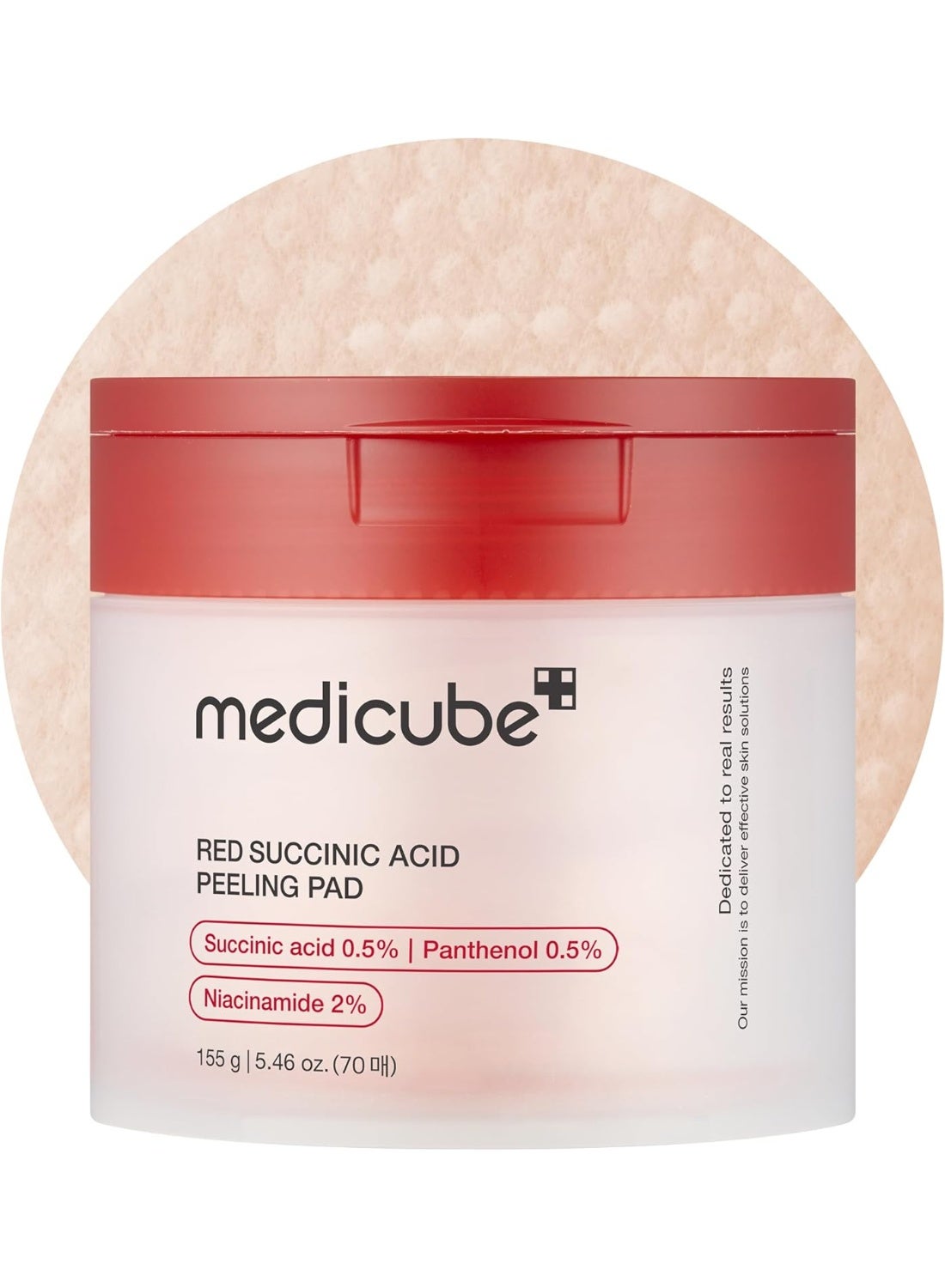 Red Succinic Acid Panthenol Facial Peeling Pads - Exfoliating Toner Pads for Breakout-Prone Skin with Niacinamide, AHA, BHA, and Soothing Panthenol - Non-Comedogenic